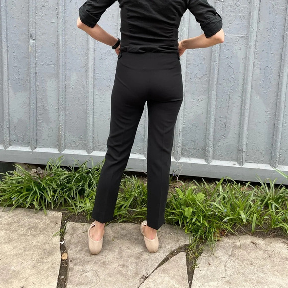 Moschino Cropped Black Flat Front Trousers, Size 6 - Picture 4 of 13